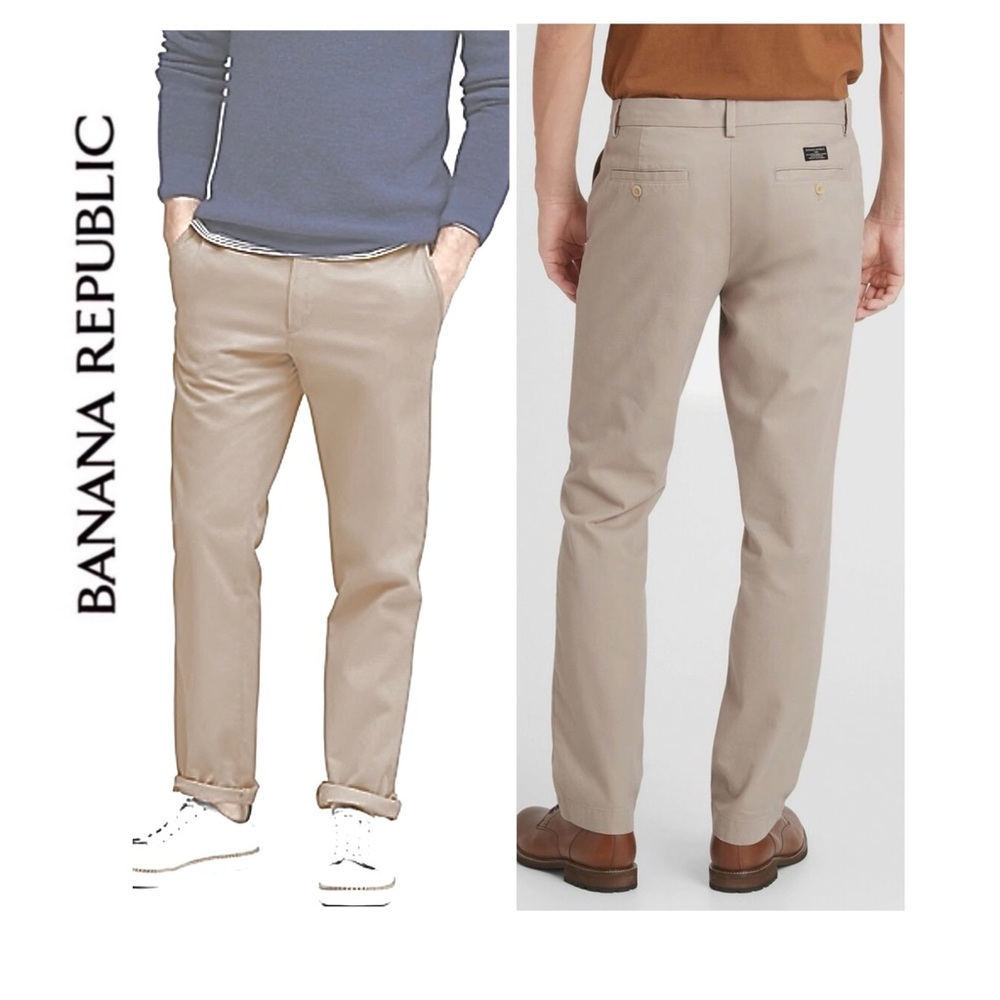 Banana Republic Aiden Chino Pants 33 x 34 Khaki Tan